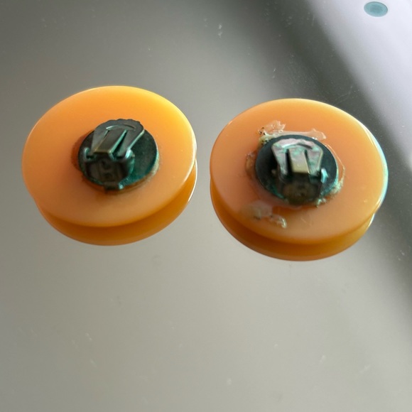Orange Circle with silver Clip-on Earrings - Picture 9 of 10